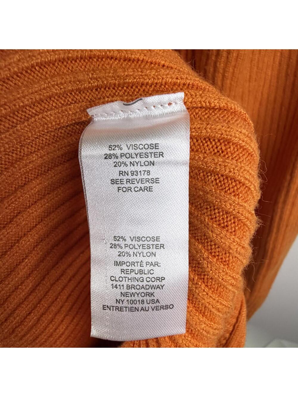 House of Harlow Orange Knit Sweater Bodycon Midi Dress M Puff Sleeve - Picture 6 of 8